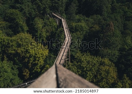 Saarschleife, the scenic wooden bridge in the park Royalty-Free Stock Photo #2185014897