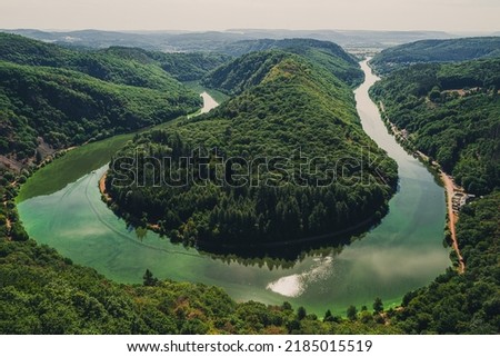Saarschleife, the scenic view over the Saar river in Germany Royalty-Free Stock Photo #2185015519