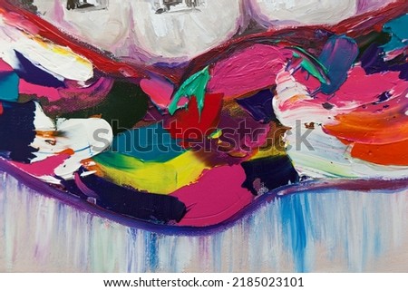Abstract drawing with colorful strokes on canvas. Texture and background of colorful paints