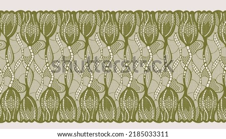 Wide  Lace with Tulip Floral Pattern.