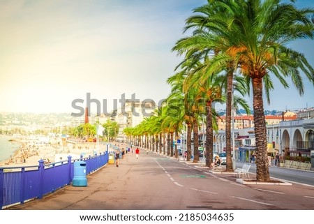 Promenade des Anglais in Nice, cote dAzur, France. Royalty-Free Stock Photo #2185034635