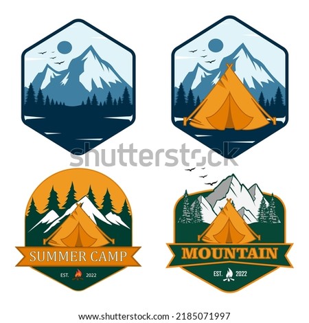 Set of Mountains logo, icon Vector Illustration, Graphic Design For Web, Websites, App, Print, Mobile Applications And Promotional Materials.