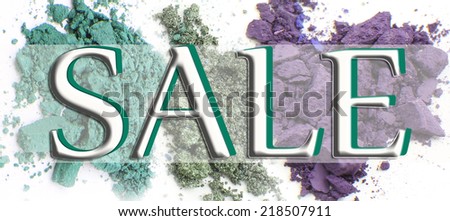Sale concept. Colorful crushed eyeshadow