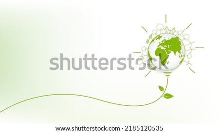 Eco friendly concept design with light bulb, Corporate Social Responsibility (CSR), Sustainability development and World environmental, Vector illustration Royalty-Free Stock Photo #2185120535