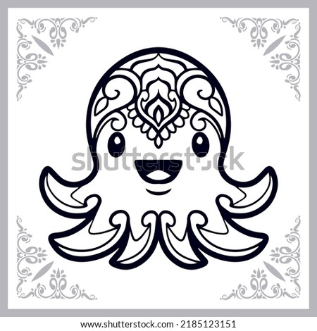 Kraken octopus zentangle arts isolated on white background.