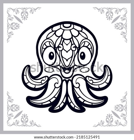 Illustration of Kraken octopus zentangle arts isolated on white background.