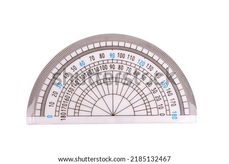 half circle ruler isolated on white background.
