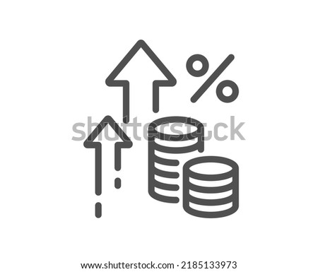Inflation line icon. Money tax rate sign. Financial interest symbol. Quality design element. Linear style inflation icon. Editable stroke. Vector Royalty-Free Stock Photo #2185133973