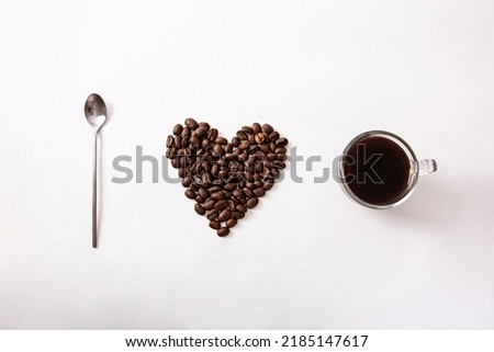 I love coffee ilustration picture photo coffee lovers spoon coffee beans and coffee cup