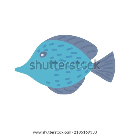 Sea Fish Doodle style Summer Collection. Flat vector illustration