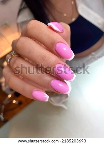beautiful pink nails picture for beauty salons, nail bar, nail service, perfect manicure, french nails