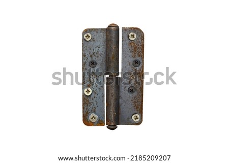 rusty metal hinge. Door hinge on a white background Royalty-Free Stock Photo #2185209207