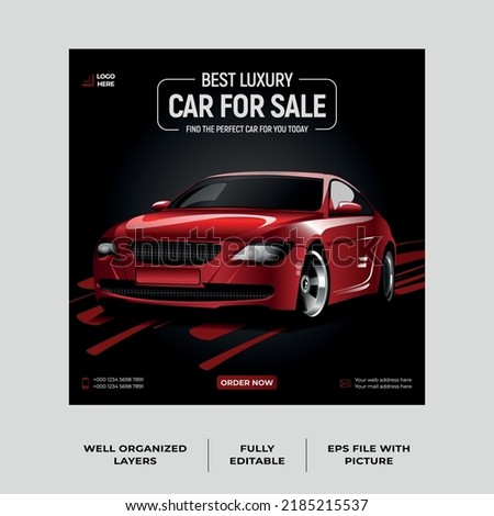 Car sale promotion social media post, Car ads, Car banner design template.