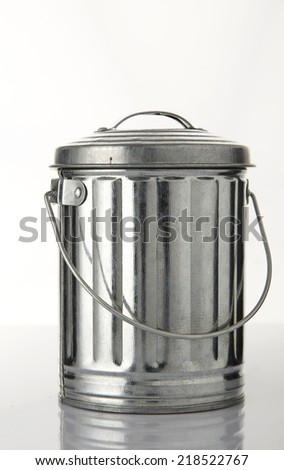 A silver tin can isolated on a white background.
