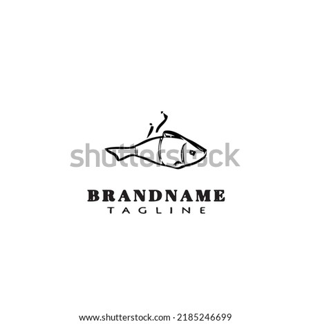 fish fry logo cartoon design template icon black modern isolated vector
