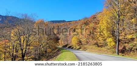 Peak fall colors along the Blue Ridge Parkway Oct. 2021 Royalty-Free Stock Photo #2185263805