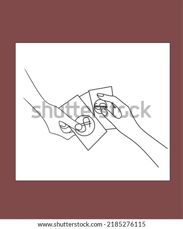 illustration art of two hands exchanging dollar bills