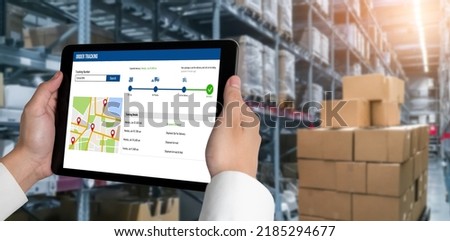 Delivery tracking system for e-commerce and modish online business to timely goods transportation and delivery Royalty-Free Stock Photo #2185294677