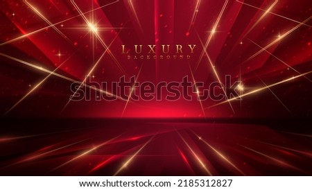 Luxury background with golden line decoration and light rays effects element with bokeh. Award ceremony design concept. Royalty-Free Stock Photo #2185312827