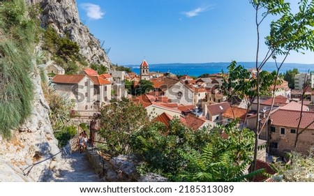 Panorama of the city of Omis - Dalmatia - Croatia Royalty-Free Stock Photo #2185313089