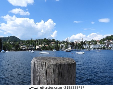 beautiful austrian landscape with the lake Traunsee as background