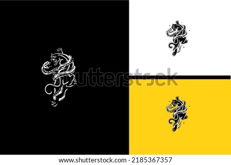black panther and snake vector black and white
