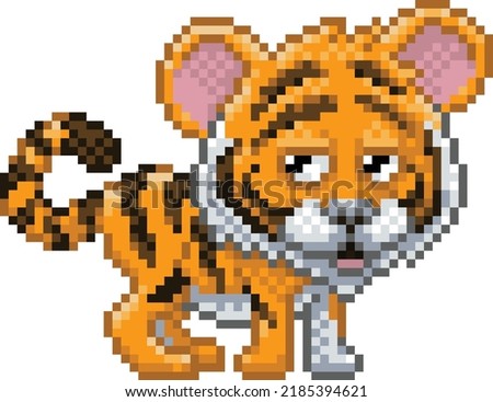 Tiger big cat 8 bit pixel art safari animal retro arcade video game cartoon character sprite