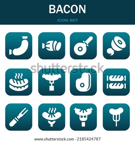 bacon icon set. Vector  illustrations related with Sausage, Salami and Pizza cutter
