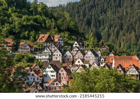 Panoramic view of Schiltach in Black Forest, Kinzigtal, Baden-Württemberg, Germany Royalty-Free Stock Photo #2185445215