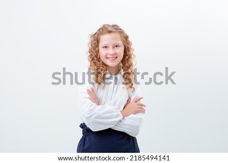 schoolgirl teen girl in school uniform on white background