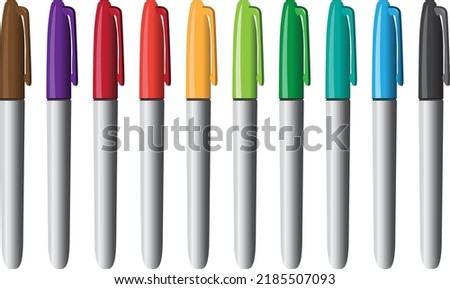 Set of colorful spidol permanent vector illustration
