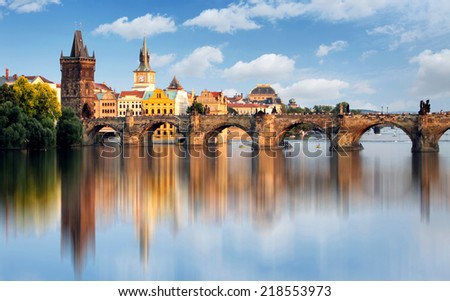 Charles bridge in Prague, Czech republic Royalty-Free Stock Photo #218553973
