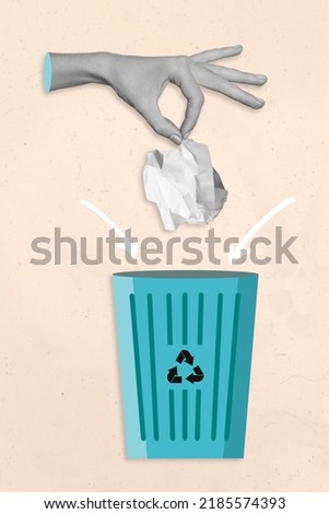World activist poster collage of people responsible waste management correct sorting rubbish concept Royalty-Free Stock Photo #2185574393