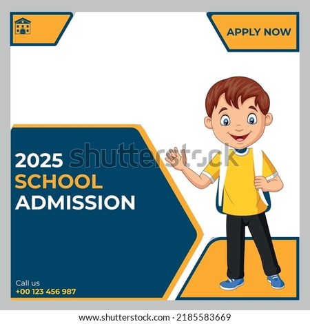 School Admission social media facebook instagram post banner template with editable eps