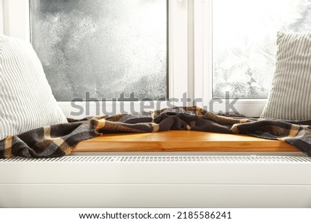 Winter window sill background and free space for your decoration . 