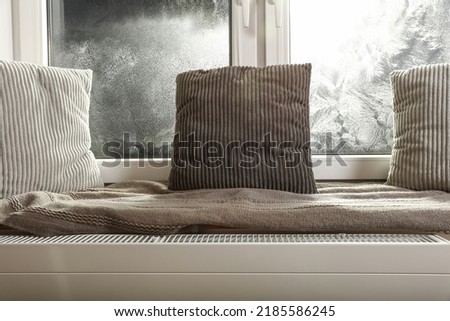 Winter window sill background and free space for your decoration . 