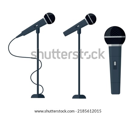 Microphone vector. News illustration. News on television and radio. Interview.Microphone for karaoke eps 10