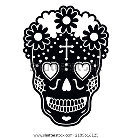 Skull Heart Eyes Cut Out. High quality vector