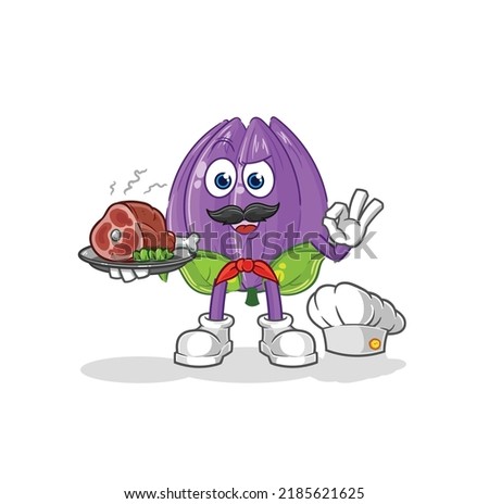 the tulip chef with meat mascot. cartoon vector