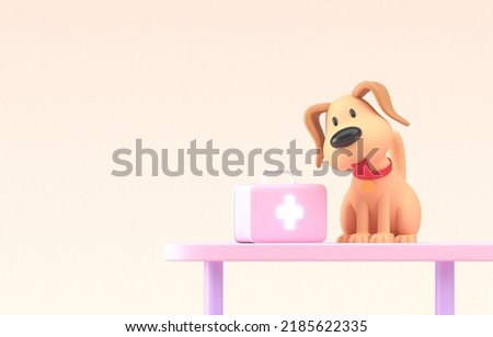 Isolated Dog at the Vet. 3D Illustration