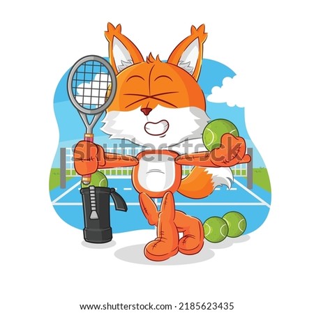 the fox plays tennis illustration. character vector