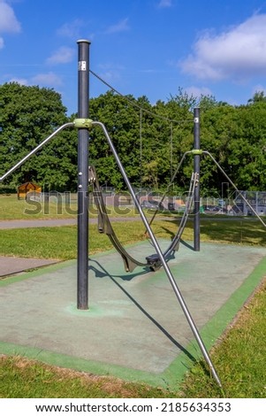 Children's play activities in popular Morton Stanley Park, Redditch, Worcestershire. UK.