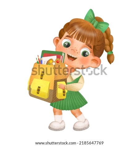 Schoolgirl with a school bag, girl, student, back to school