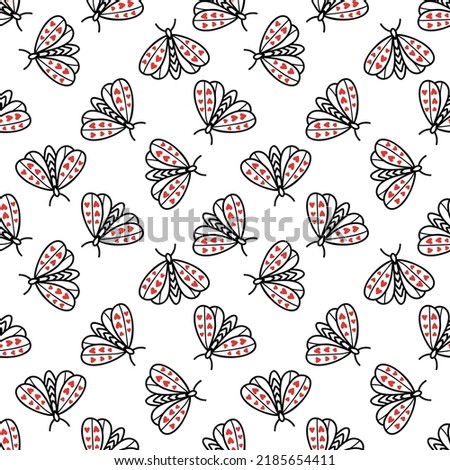 Seamless background with butterflies and moths. Vector illustration 