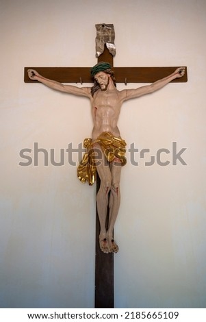 Jesus Christ on the cross on white background.