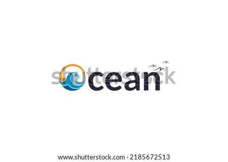 ocean wave typography logo design template
