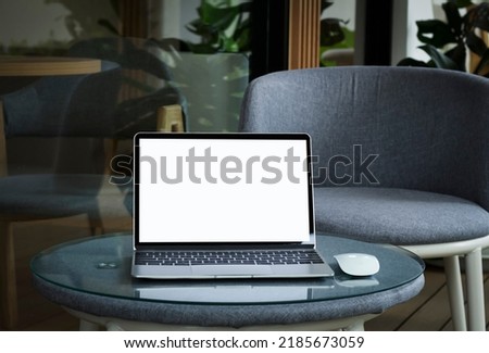 Business concept : White notebook screen background to put advertising text selling marketing products in the coffee shop, mock up, sales and text.