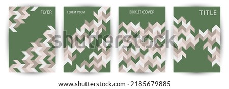 Commercial brochure front page mokup set A4 design. Swiss style abstract certificate layout set vector. Tile geometric elements pattern A4 cover design