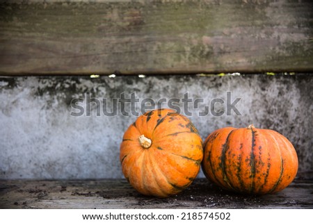 Pumpkins on background.
