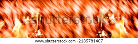 Burning banner. Full frame, sparkles and flames. Fire. Flames on a black background
